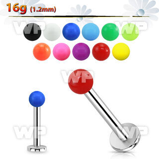 b4374z surgical steel labret stud 1 2mm 3mm solid color acrylic lower lip piercing