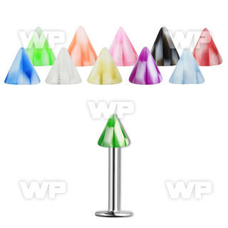 b462uz surgical steel labret stud 1 2mm 3mm uv checkered cone lower lip piercing