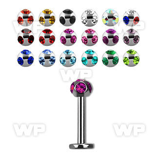 b467 surgical steel labret stud 1 2mm 3mm multi jewel ball lower lip piercing