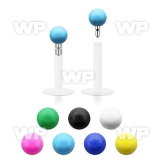 b48374z bio flex labret 1 2mm push in 3mm solid color acrylic lower lip piercing