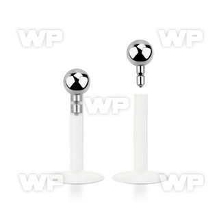 b484k bio flex labret stud 1 2mm 2mm push in steel ball lower lip piercing