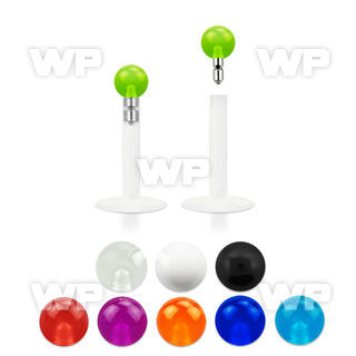 b48q4ks bio flex labret stud 1 2mm push in 2 5mm acrylic uv ball lower lip piercing