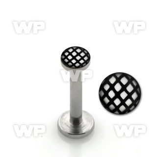 b4bipy surgical steel labret stud 1 2mm fishnet pattern cross lower lip piercing