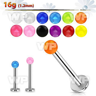 b4hq4z surgical steel labret stud 1 2mm 3mm acrylic uv ball lower lip piercing