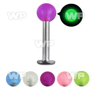 b4ib surgical steel labret stud 1 6mm 5mm glow in the dark lower lip piercing