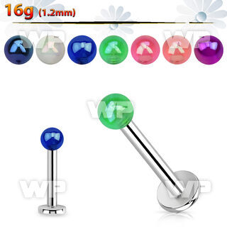 b4whq474 surgical steel labret stud 1 2mm 3mm ab coated acrylic lower lip piercing