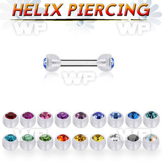 bbeajb3 steel eyebrow barbell w two 3mm crystak bio flex balls
