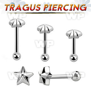 bber64 316l steel helix barbell w 5mm star shape top 3mm ball