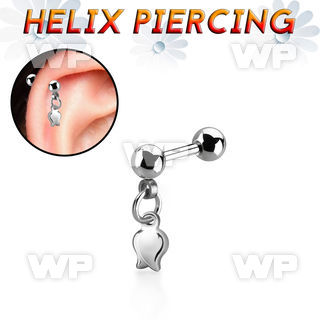 bber82 316l steel helix barbell, 16g w 4mm ball tulip 