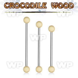 bbincr5 organic industrial barbell w 5mm crocodile wood balls
