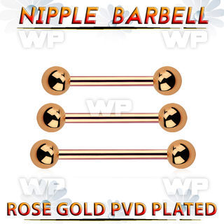 bbttb5 rose gold steel nipple barbell w 2 5mm balls