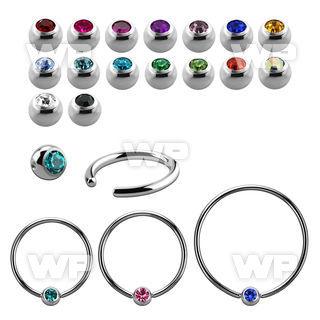 bcec5l xxl steel ball closure ring, 14g w 5mm jewel ball