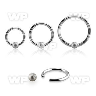 bcr14f4 steel ball closure ring, 14g w 4mm frosted ball
