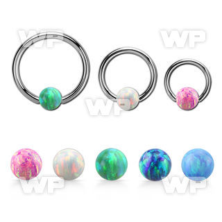 bcr14o5 316l steel ball closure ring 14g 5mm synthetic opal ball