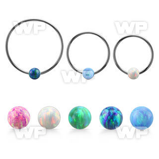 bcr16o5l xxl 316l steel bcr, 16g w 5mm opal closure ball