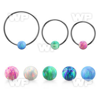 bcr16o6l xxl 316l steel bcr, 16g w 6mm opal closure ball