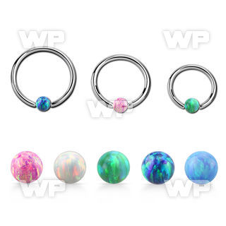 bcr20o3 316l steel ball closure ring 20g 3mm synthetic opal ball