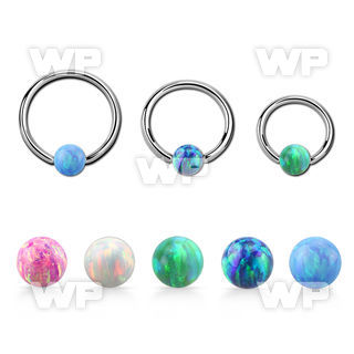 bcr20o4 316l steel ball closure ring 20g 4mm synthetic opal ball