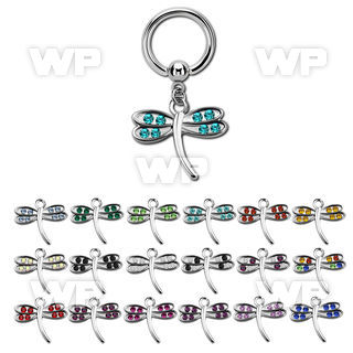 bcrg392 steel bcr 1.6mm w a dragonfly design with crystal wings