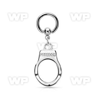 bcrg765 316l steel ball closure ring 1.6mm w dangling handcuff