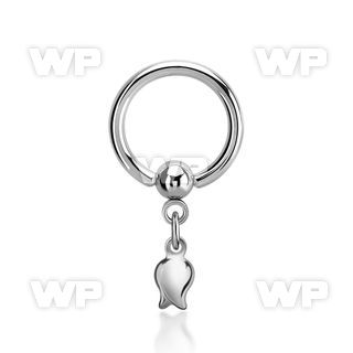 bcrg767 316l steel ball closure ring, 14g a dangling tulip 