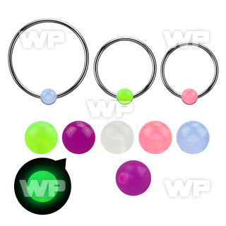 bcrgl5l xxl 316l steel bcr, 14g w 5mm glow in the dark ball