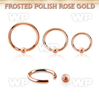 bcrr18f3 rose gold steel ball closure ring 18g  w 3mm frosted ball