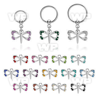 bcrs761 steel ball closure ring 16g w a dangling small butterfly