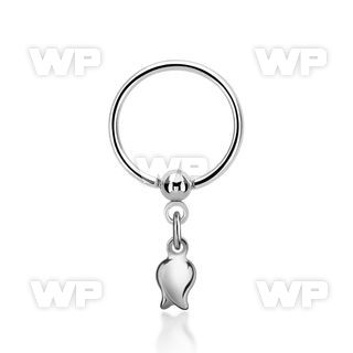 bcrs767 316l steel ball closure ring, 16g w a dangling tulip 