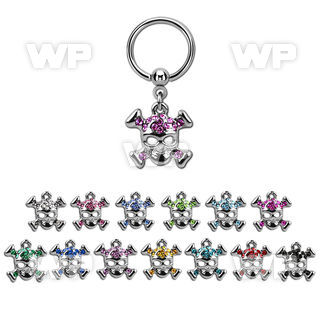 bcrssk4 steel bcr 1.2mm w a crystal studded skull w crossed bone
