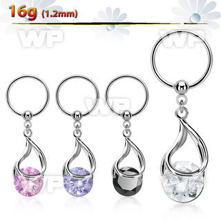 bcrsz416 316l steel ball closure ring 1.2mm w snap fit cz stone 