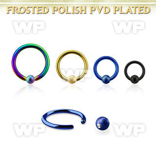 bcrt14f4 anodized steel ball closure ring, 14g w 4mm frosted ball