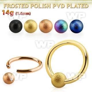 bcrt14f4 anodized steel ball closure ring, 14g w 4mm frosted ball