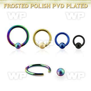 bcrt14f5 anodized steel ball closure ring, 14g w 5mm frosted ball