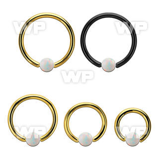 bcrt14o4 pvd plated 316l steel bcr 14g w 4mm synthetic opal ball