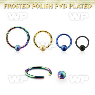 bcrt16f4 pvd plated steel ball closure ring 14g w 4mm frosted ball