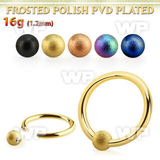 bcrt18f3 anodized steel ball closure ring, 18g w 3mm frosted ball