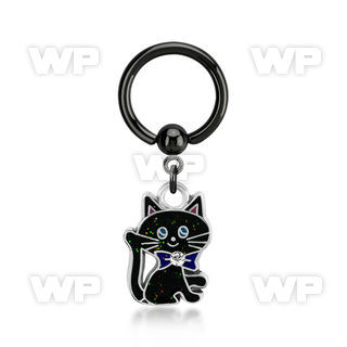 bcrtg503 black pvd plated steel bcr 1.6mm w black cat design