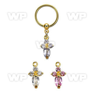 bcrtsz2 gold steel bcr 1.2mm w cross formed by prong set czs