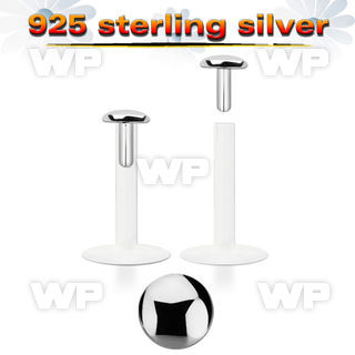 bilbrd bio flexible labret w a 2mm push in silver flat top part