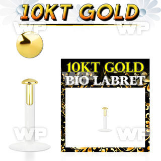 bioflex labret with push in 10kt gold half ball top