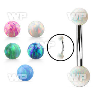 bn2ops 316l steel belly banana w 5mm 6mm synthetic opal balls