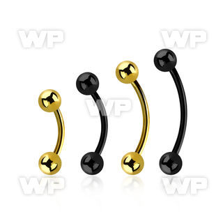 bnet20b anodized 316l steel eyebrow banana, 20g w 3mm balls