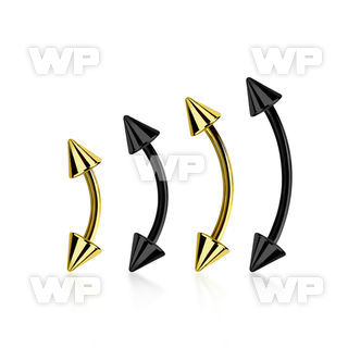 bnet20cn anodized 316l steel eyebrow banana, 20g w 3mm cones