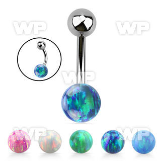 bnop8 316l steel belly banana w lower 8mm synthetic opal ball
