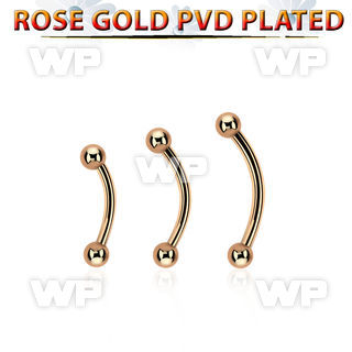 bnttb3 rose gold steel banana w 2 3mm balls