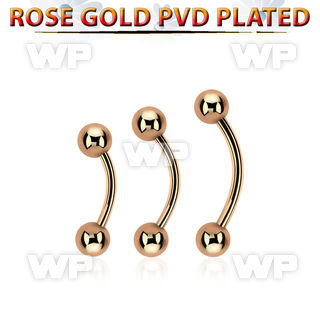 bnttb5 rose gold steel eyebrow banana w 2 5mm balls
