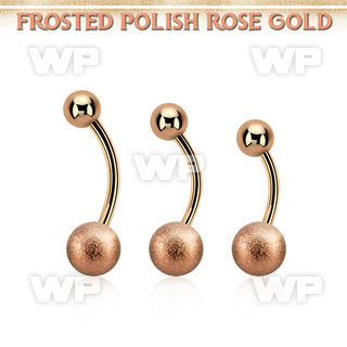 bnttfo8 rose gold steel belly banana w 8mm frosted steel ball