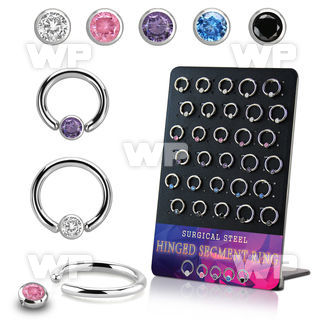 board w 30 steel ball closure ring 14g w 3mm mixed czs