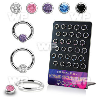 board w 30 steel ball closure ring 14g w 4mm mixed czs